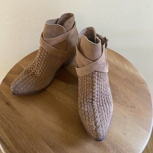FREE PEOPLE Venture Slip On Ankle Boot Women's 37 Basket Weave Brown Suede